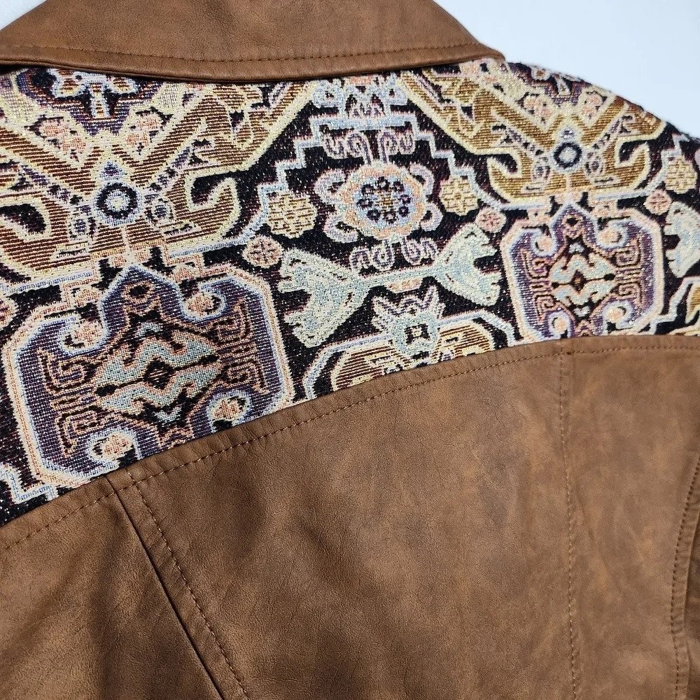 Chico's Faux Brown Leather Jacket - Picture 6 of 7